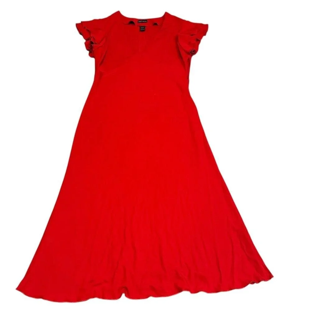 Vintage MODA Women's Red‎ Midi Dress Short Sleeve Size 8